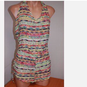 NWT Jessica Simpson Swimsuit Bikini Cover Up Halter Romper Cool Mint